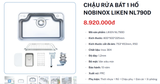  CHẬU RỬA BÁT 1 HỐ NOBINOX LIKEN NL790D tặng Vòi Nobinox cao cấp, chương trình kết hợp của Grapbuy Bếp Hà Nội và Nobinox , cực tốt cho lên nhà mới 