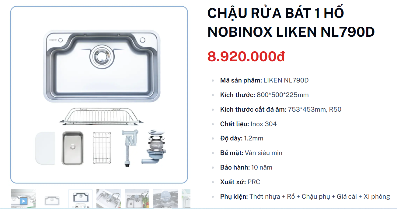  CHẬU RỬA BÁT 1 HỐ NOBINOX LIKEN NL790D tặng Vòi Nobinox cao cấp, chương trình kết hợp của Grapbuy Bếp Hà Nội và Nobinox , cực tốt cho lên nhà mới 
