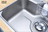  CHẬU RỬA BÁT 1 HỐ NOBINOX LIKEN NL724D GrapBuy bộ sưu tập Liken,  Inox 304 AISI 18/10, bo góc R30, chống ăn mòn & oxi hóa hoàn hảo 