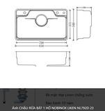  CHẬU RỬA BÁT 1 HỐ NOBINOX LIKEN NL792D 83 cm x 50 cm siêu rộng mặt siêu mịn line , độ dày tới 1.2mm 
