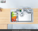  CHẬU RỬA BÁT 1 HỐ NOBINOX LIKEN NL792D 83 cm x 50 cm siêu rộng mặt siêu mịn line , độ dày tới 1.2mm 