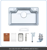  CHẬU RỬA BÁT 1 HỐ NOBINOX LIKEN NL792D 83 cm x 50 cm siêu rộng mặt siêu mịn line , độ dày tới 1.2mm 