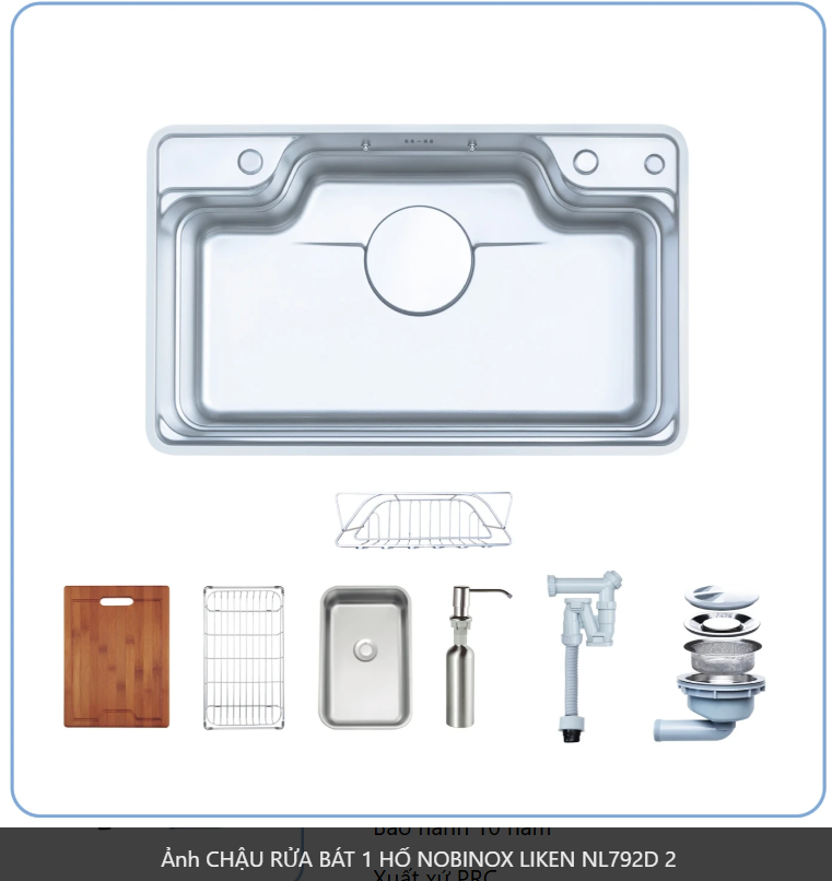  CHẬU RỬA BÁT 1 HỐ NOBINOX LIKEN NL792D 83 cm x 50 cm siêu rộng mặt siêu mịn line , độ dày tới 1.2mm 