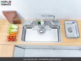  CHẬU RỬA BÁT 1 HỐ NOBINOX LIKEN NL792D 83 cm x 50 cm siêu rộng mặt siêu mịn line , độ dày tới 1.2mm 
