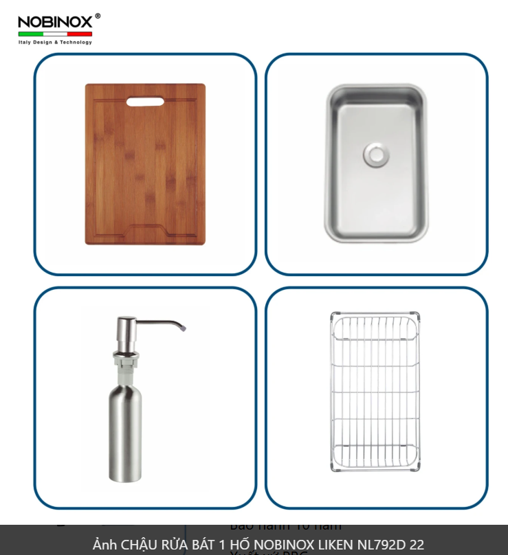  CHẬU RỬA BÁT 1 HỐ NOBINOX LIKEN NL792D 83 cm x 50 cm siêu rộng mặt siêu mịn line , độ dày tới 1.2mm 