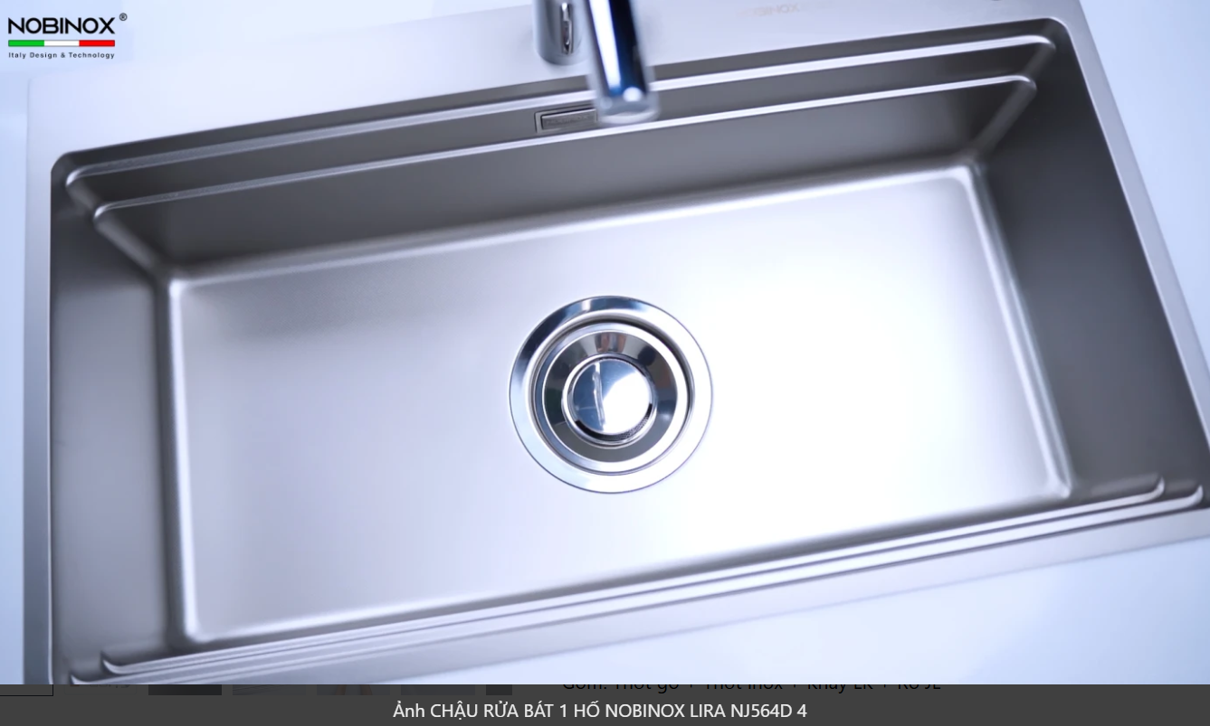  CHẬU RỬA BÁT 1 HỐ NOBINOX LIRA NJ 564 D supper line siêu mịn, lavabo bàn đảo, kích thước lớn 860mm 86cm, siêu dày 3mm top đầu 