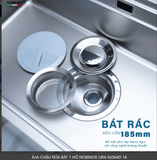  CHẬU RỬA BÁT 1 HỐ NOBINOX LIRA NJ 564 D supper line siêu mịn, lavabo bàn đảo, kích thước lớn 860mm 86cm, siêu dày 3mm top đầu 