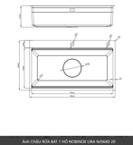  CHẬU RỬA BÁT 1 HỐ NOBINOX LIRA NJ 564 D supper line siêu mịn, lavabo bàn đảo, kích thước lớn 860mm 86cm, siêu dày 3mm top đầu 