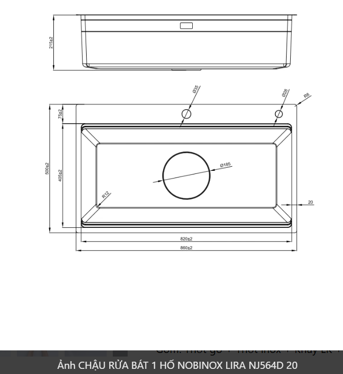  CHẬU RỬA BÁT 1 HỐ NOBINOX LIRA NJ 564 D supper line siêu mịn, lavabo bàn đảo, kích thước lớn 860mm 86cm, siêu dày 3mm top đầu 