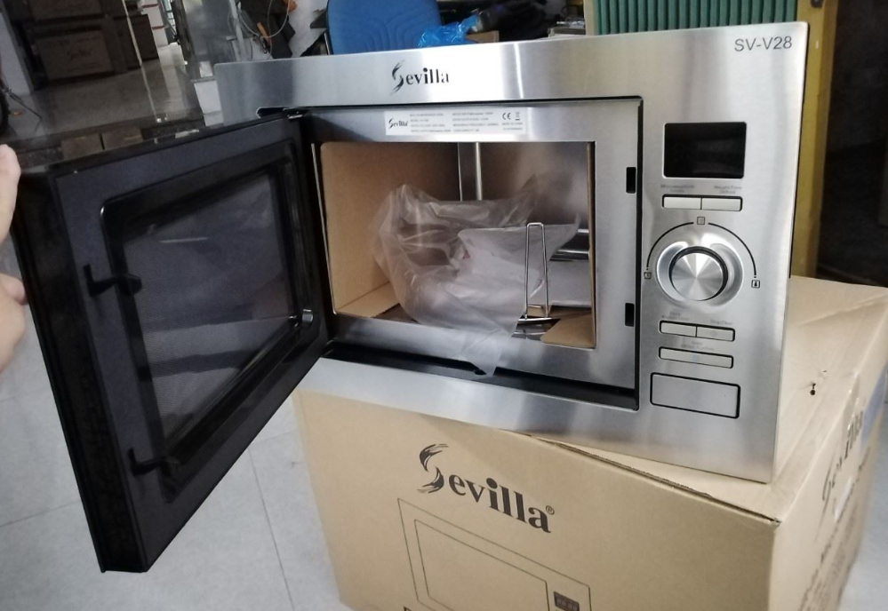  Lò vi sóng kèm nướng âm tủ Sevilla SV-V28  dung tích lớn 28L, giã đông, hâm nóng, nướng, vi sóng 5 cấp 