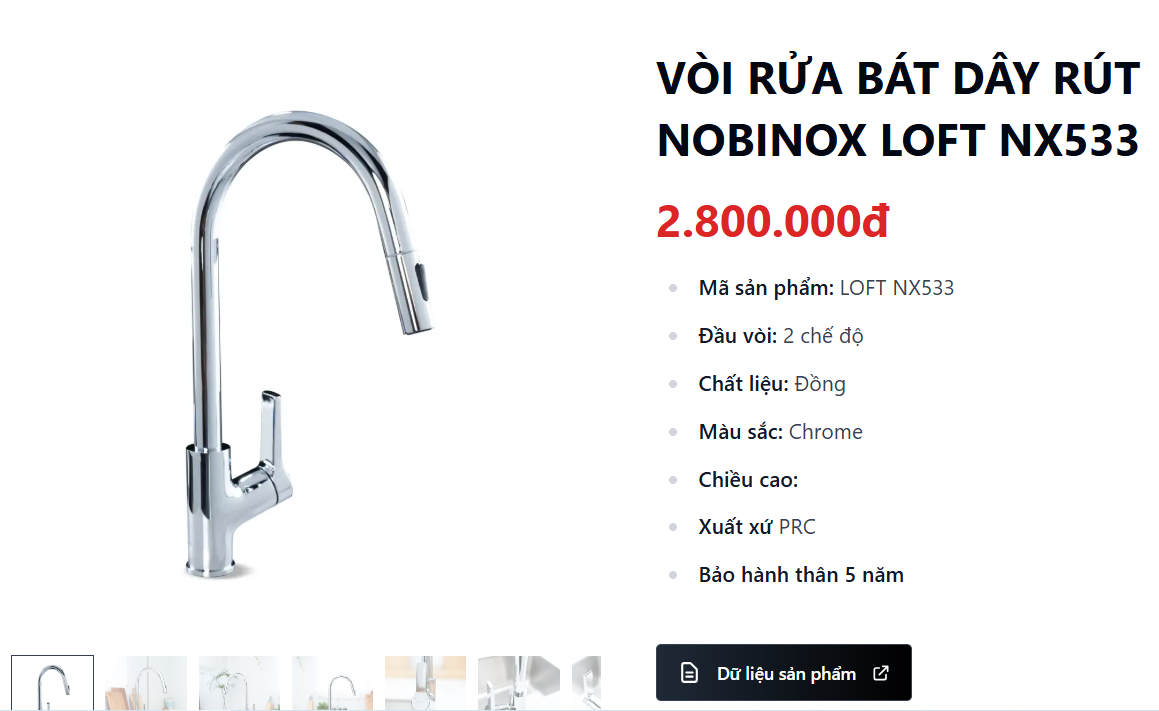  Combo chậu vòi biệt thự cao cấp chậu rửa bát Nobinox Rosa NN974DT + tặng vòi Loft NX533, phiên bản hoàn hảo cho căn bếp hiện đại 2025 
