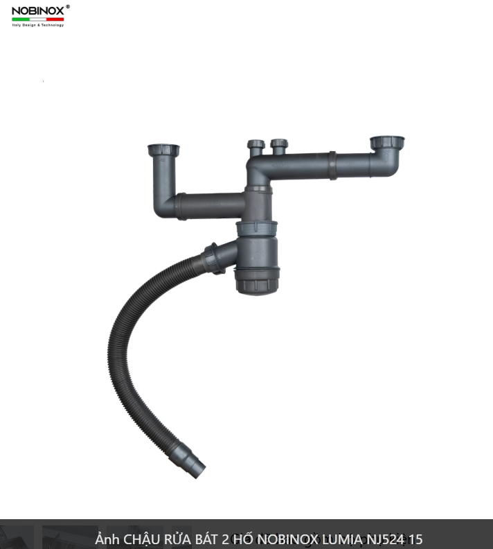  CHẬU RỬA BÁT 2 HỐ NOBINOX LUMIA NJ524 02 hố vuông cân kích thước 838 mm  x 437 mm, 83.8cm. độ dày chậu 1.2mm. inox  AISI 304 bền bỉ 