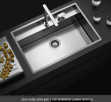  CHẬU RỬA BÁT 1 HỐ NOBINOX LUMIA NJ557 độ dày 3mm và 1.2mm rộng 68 cm + 48 cm vân siêu mịn Vip 