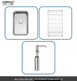  CHẬU RỬA BÁT 1 HỐ NOBINOX LUMIA NJ557 độ dày 3mm và 1.2mm rộng 68 cm + 48 cm vân siêu mịn Vip 