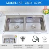  CHẬU RỬA KP – CR02 – 8245C Keeper sus 304 inox 304 bền bỉ, có rổ đi kèm. loại 2 hố 