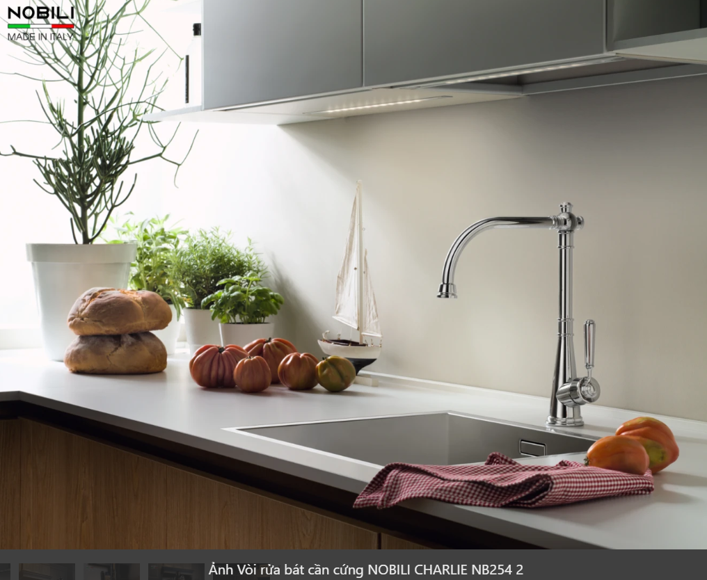  Vòi rửa bát cần cứng NOBILI CHARLIE NB254 Nhập Ý made in Italia Grapbuy Bếp Hà Nội 