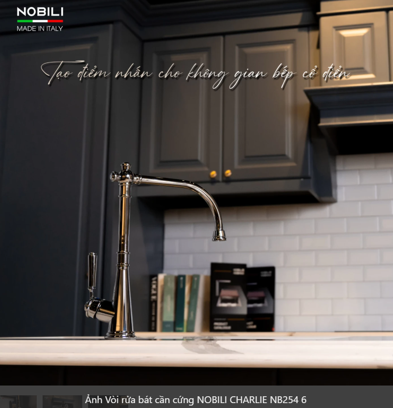 Vòi rửa bát cần cứng NOBILI CHARLIE NB254 Nhập Ý made in Italia Grapbuy Bếp Hà Nội 
