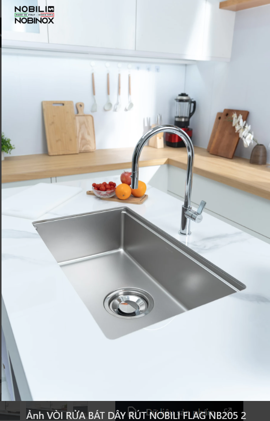  VÒI RỬA BÁT DÂY RÚT NOBILI FLAG NB205 Nhập Ý made in Italia Grapbuy Bếp Hà Nội 