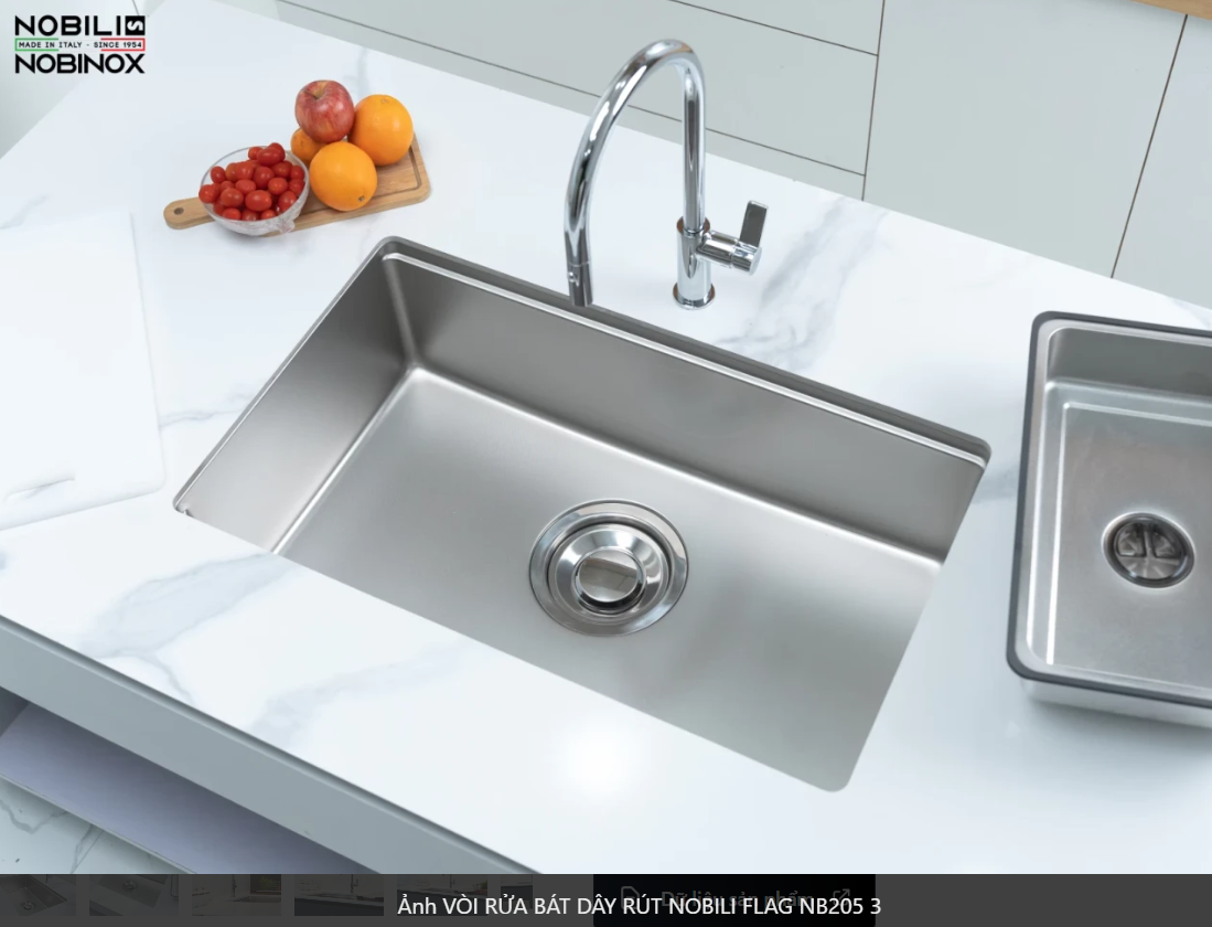  VÒI RỬA BÁT DÂY RÚT NOBILI FLAG NB205 Nhập Ý made in Italia Grapbuy Bếp Hà Nội 