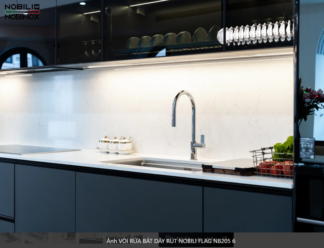  VÒI RỬA BÁT DÂY RÚT NOBILI FLAG NB205 Nhập Ý made in Italia Grapbuy Bếp Hà Nội 