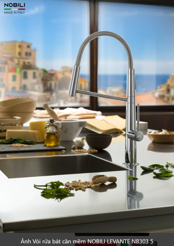  Vòi rửa bát cần mềm NOBILI LEVANTE NB303 Nhập Ý made in Italia Grapbuy Bếp Hà Nội 