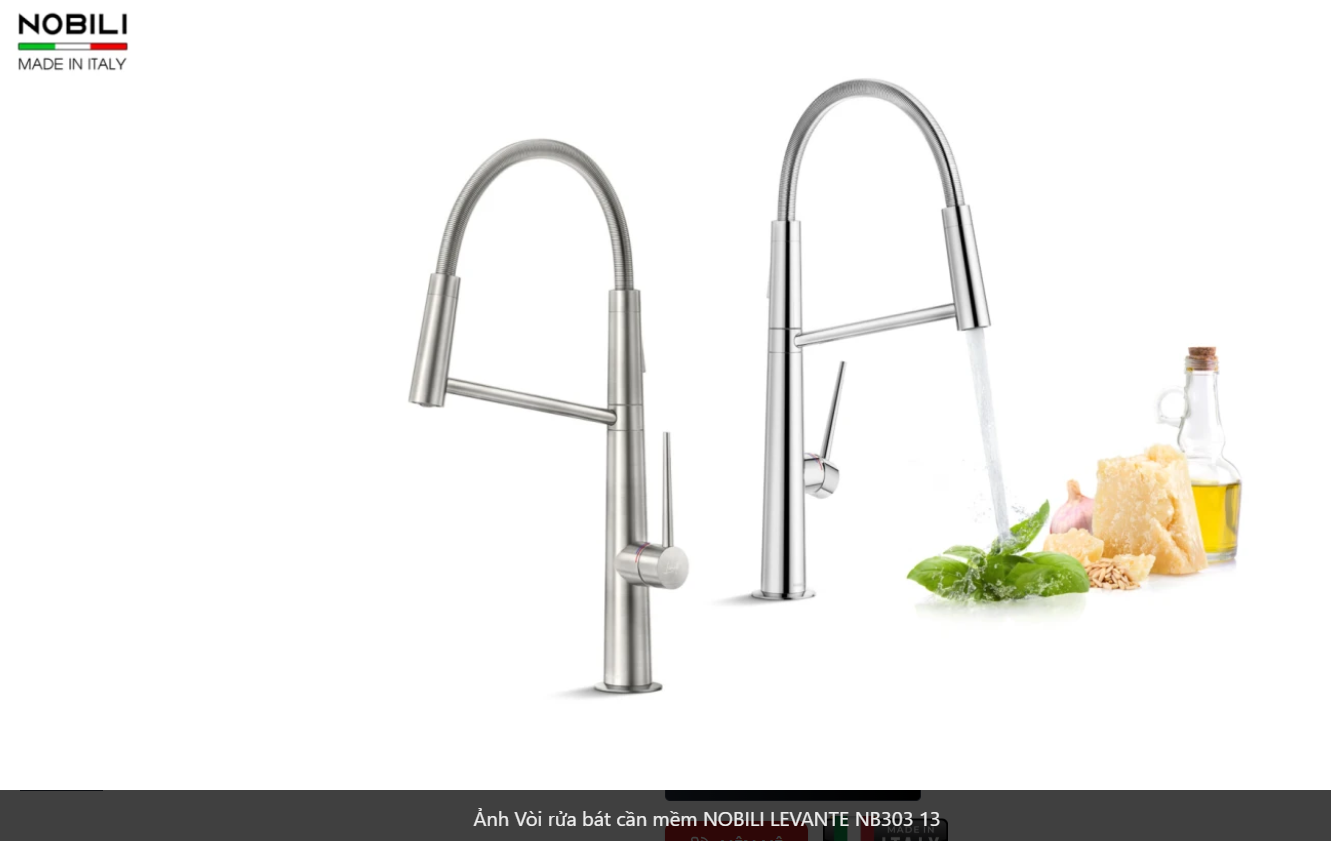  Vòi rửa bát cần mềm NOBILI LEVANTE NB303 Nhập Ý made in Italia Grapbuy Bếp Hà Nội 