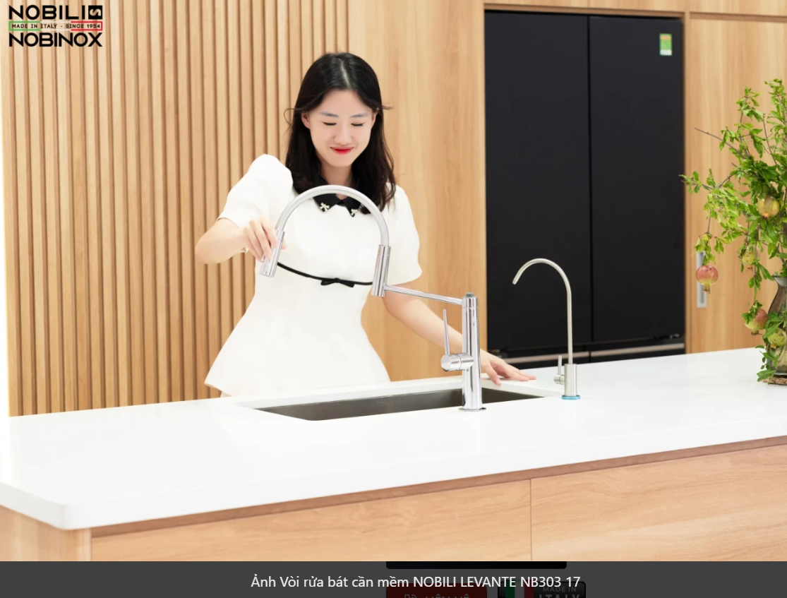  Vòi rửa bát cần mềm NOBILI LEVANTE NB303 Nhập Ý made in Italia Grapbuy Bếp Hà Nội 