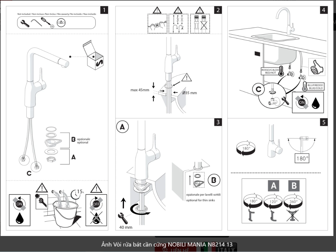  NOBILI MANIA NB214 Nhập Ý made in Italia Grapbuy Bếp Hà Nội 
