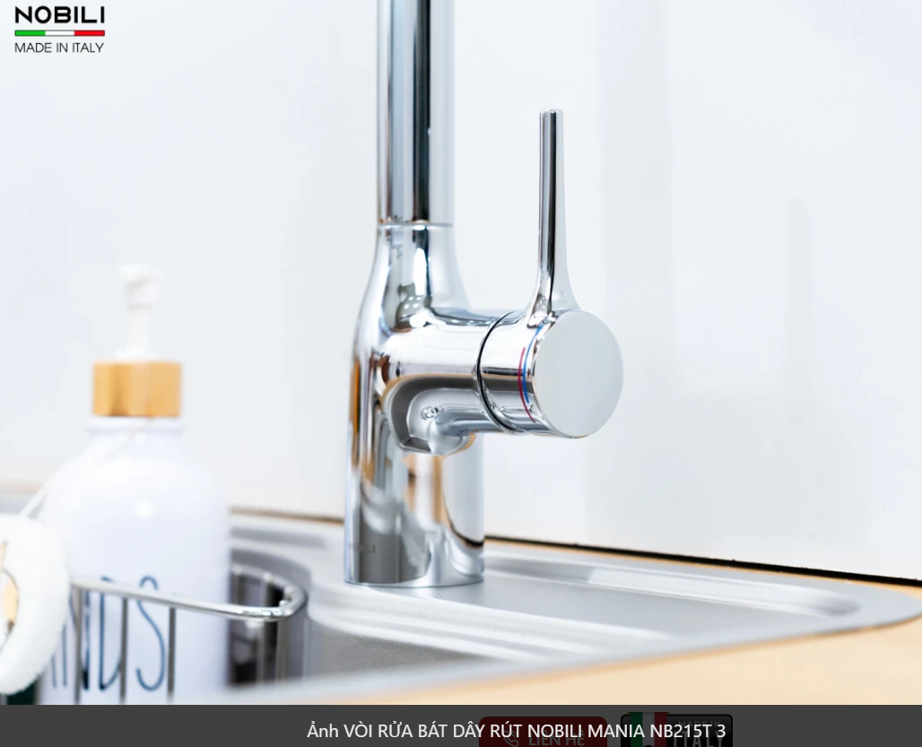  VÒI RỬA BÁT DÂY RÚT NOBILI MANIA NB215T Nhập Ý made in Italia Grapbuy Bếp Hà Nội 