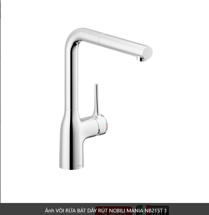  VÒI RỬA BÁT DÂY RÚT NOBILI MANIA NB215T Nhập Ý made in Italia Grapbuy Bếp Hà Nội 