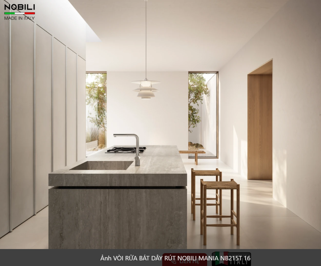  VÒI RỬA BÁT DÂY RÚT NOBILI MANIA NB215T Nhập Ý made in Italia Grapbuy Bếp Hà Nội 