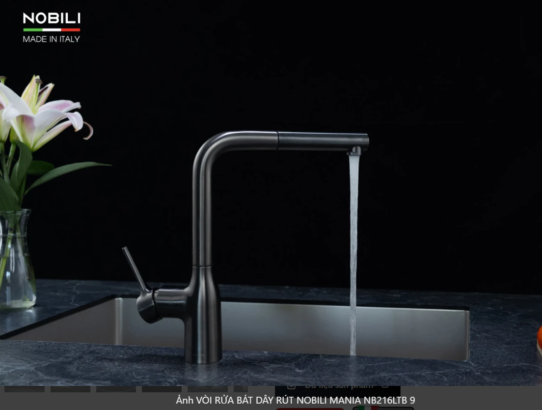  VÒI RỬA BÁT DÂY RÚT NOBILI MANIA NB216LTB Bếp Hà Nội Gapbuy nhập Ý made in Italia 