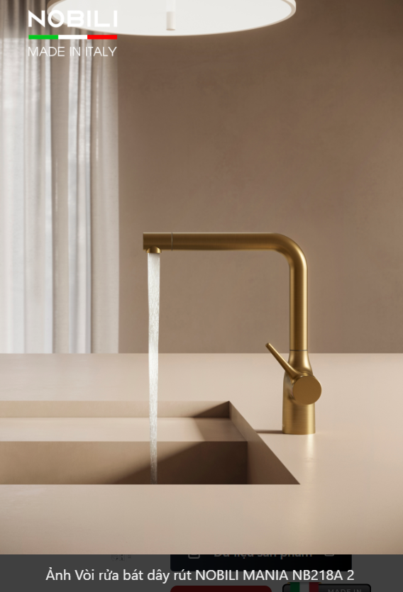 Vòi rửa bát dây rút NOBILI MANIA NB218A Bếp Hà Nội Grapbuy nhập Ý made in Italia 