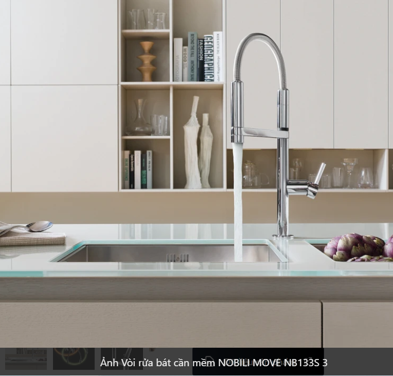  Vòi rửa bát cần mềm NOBILI MOVE NB133S Nhập Ý made in Italia Grapbuy Bếp Hà Nội 