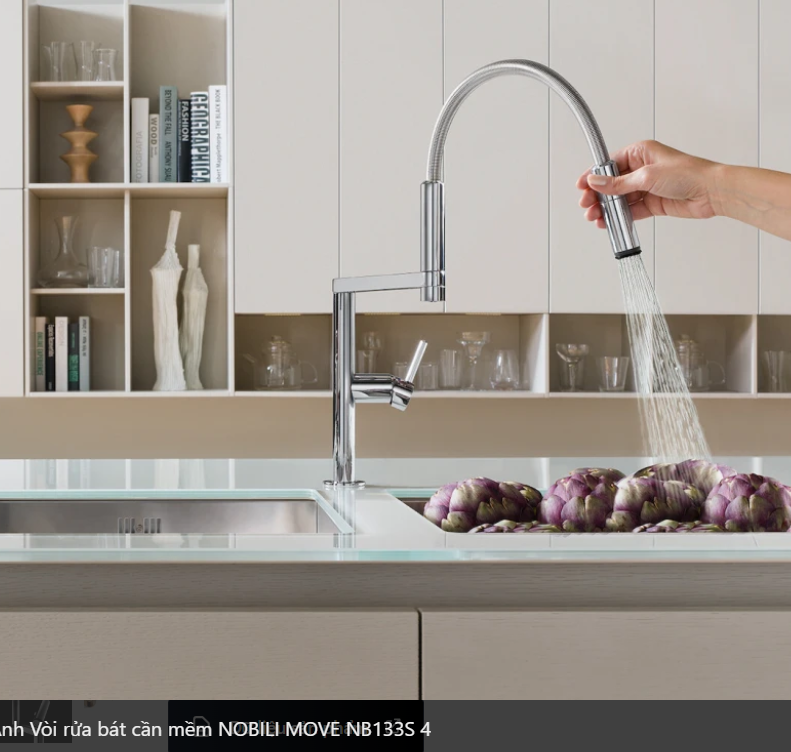  Vòi rửa bát cần mềm NOBILI MOVE NB133S Nhập Ý made in Italia Grapbuy Bếp Hà Nội 