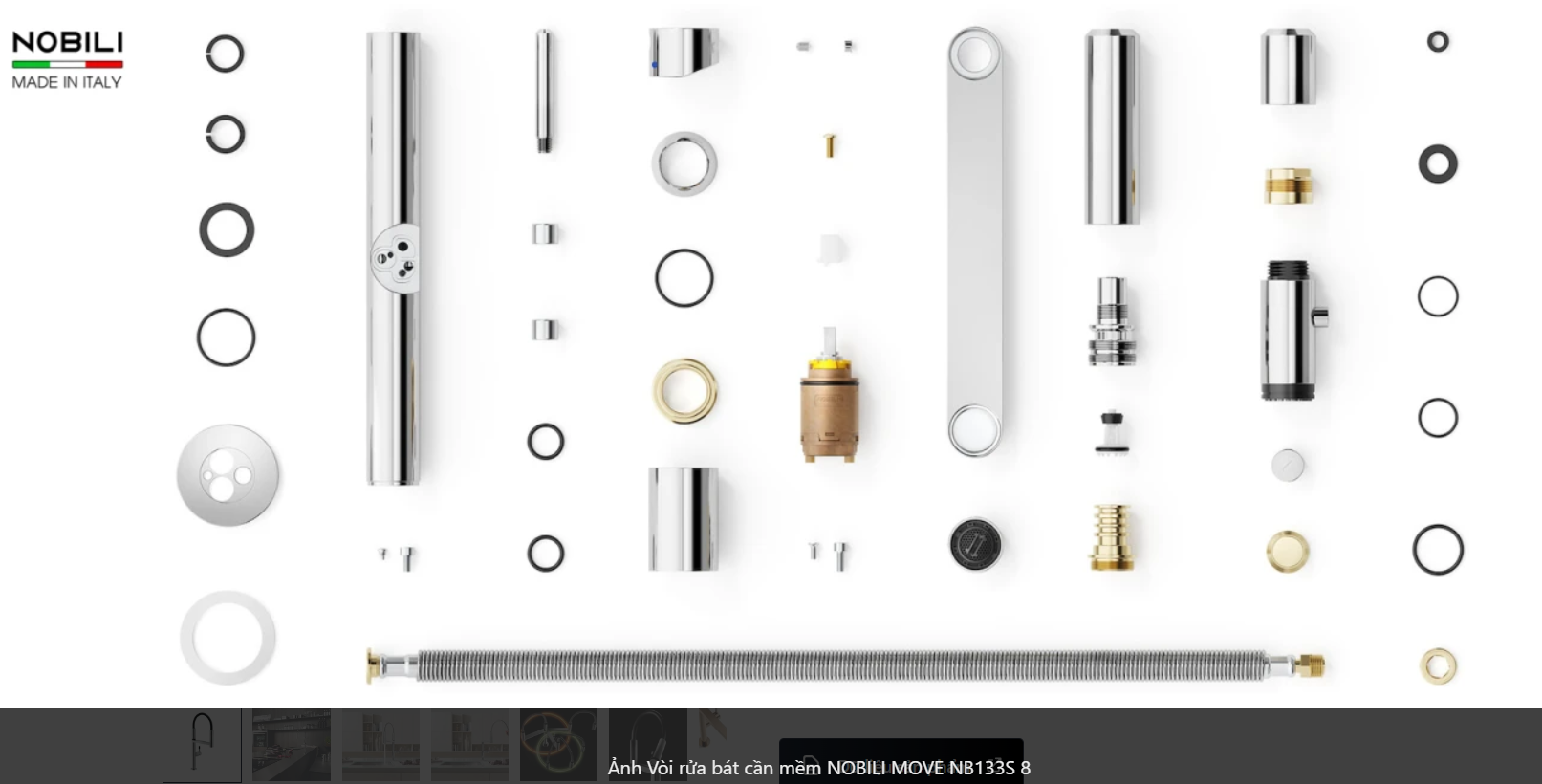  Vòi rửa bát cần mềm NOBILI MOVE NB133S Nhập Ý made in Italia Grapbuy Bếp Hà Nội 