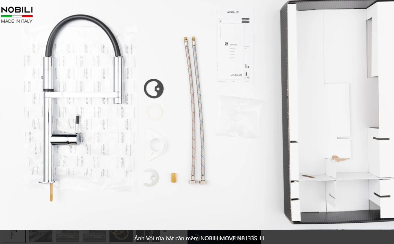  Vòi rửa bát cần mềm NOBILI MOVE NB133S Nhập Ý made in Italia Grapbuy Bếp Hà Nội 