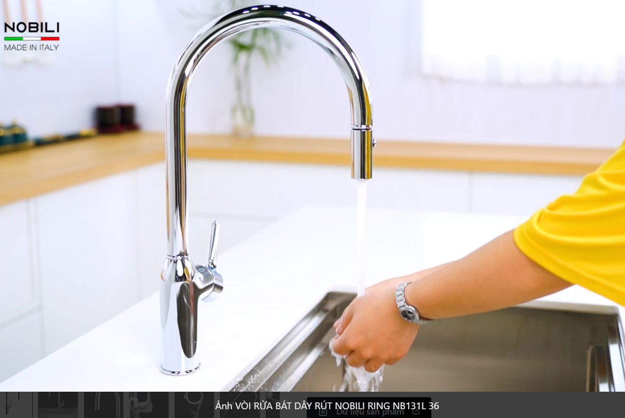  VÒI RỬA BÁT DÂY RÚT NOBILI RING NB131L Nhập Ý made in Italia Grapbuy Bếp Hà Nội 