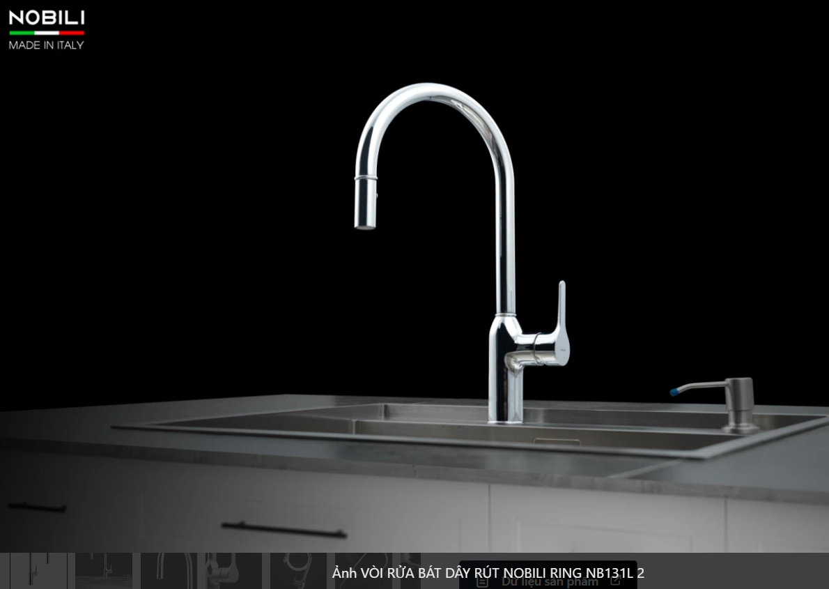  VÒI RỬA BÁT DÂY RÚT NOBILI RING NB131L Nhập Ý made in Italia Grapbuy Bếp Hà Nội 