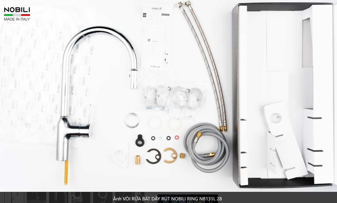  VÒI RỬA BÁT DÂY RÚT NOBILI RING NB131L Nhập Ý made in Italia Grapbuy Bếp Hà Nội 