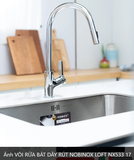  VÒI RỬA BÁT DÂY RÚT NOBINOX LOFT NX533 lõi đồng cao cấp bảo hành chính hãng chống han rỉ 2 đường nóng lạnh 