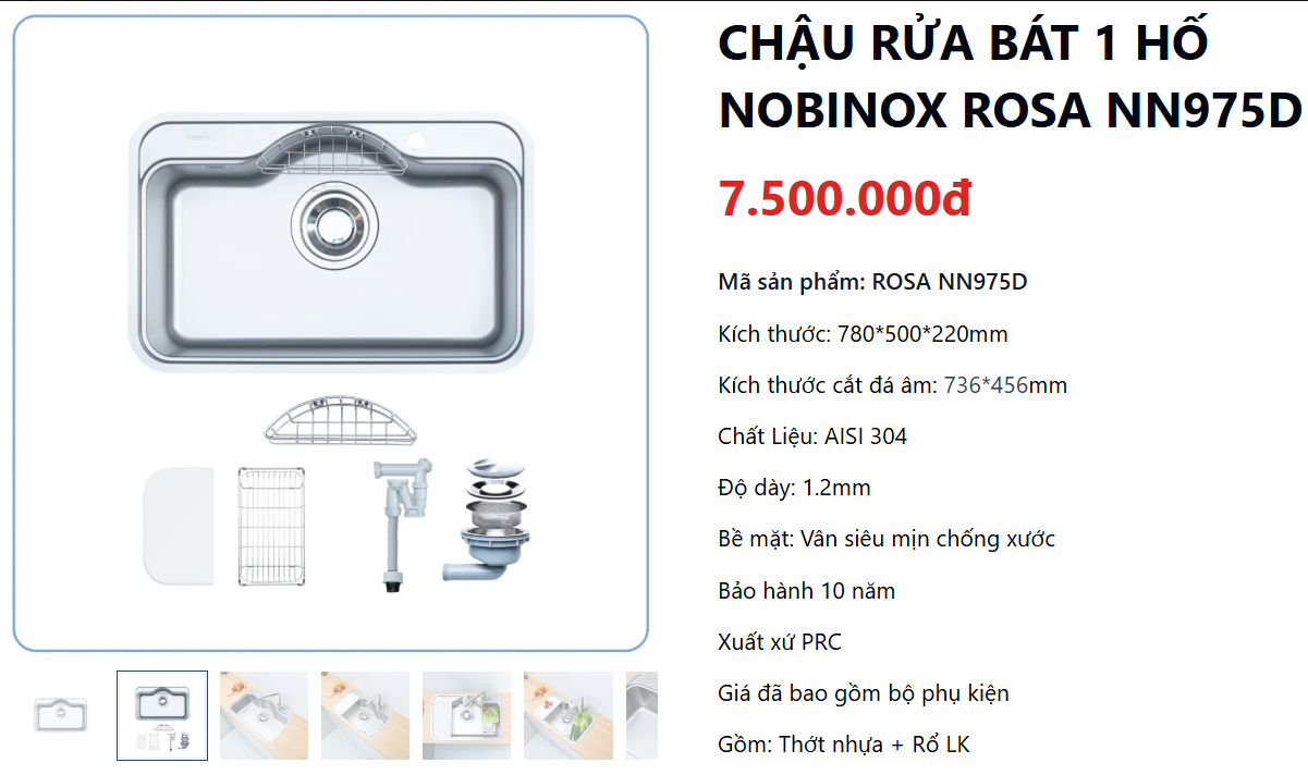  Combo Nobinox cao cấp 2025  chậu rửa bát Nobinox Rosa NN975D + vòi Loft NX533 tháng 11/2025 mua ngay 