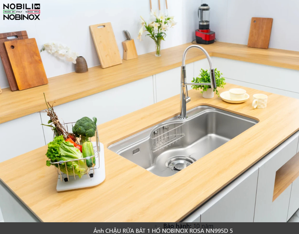  NOBINOX ROSA NN 995 D  Inox 304 POSCO kích thước lớn 880mm x 500mm, vân siêu mịn, cao cấp 