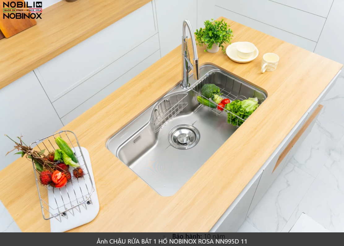  NOBINOX ROSA NN 995 D  Inox 304 POSCO kích thước lớn 880mm x 500mm, vân siêu mịn, cao cấp 