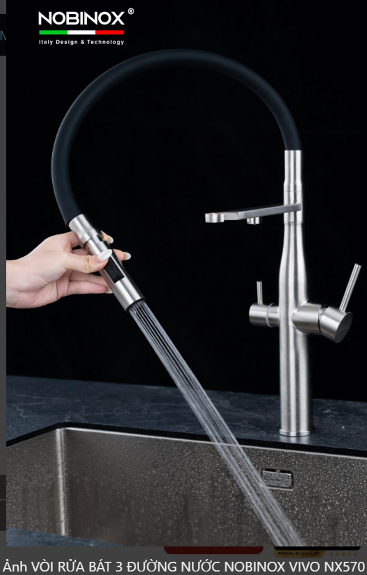  VÒI RỬA BÁT 3 ĐƯỜNG NƯỚC NOBINOX VIVO NX570 Bếp Hà Nội Grapbuy 