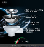  CHẬU RỬA BÁT 1 HỐ NOBINOX PURA NT622U bàn đảo kích thước 760mm x 457mm . 76cm x 45.7cm. bo tròn siêu mịn. inox AISI 304 18/10 cao cấp 