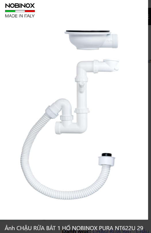  CHẬU RỬA BÁT 1 HỐ NOBINOX PURA NT622U bàn đảo kích thước 760mm x 457mm . 76cm x 45.7cm. bo tròn siêu mịn. inox AISI 304 18/10 cao cấp 