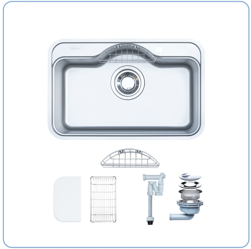  CHẬU RỬA BÁT 1 HỐ NOBINOX ROSA NN975D Grapbuy Bếp Hà Nội 780 * 500 * 220mm Vân siêu mịn chống xước 