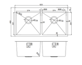  CHẬU RỬA KP – CR02 – 8245C Keeper sus 304 inox 304 bền bỉ, có rổ đi kèm. loại 2 hố 