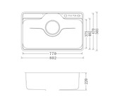  CHẬU RỬA BÁT 1 HỐ NOBINOX LIKEN NL 725D full phụ kiện rổ to, rổ nhỏ, thau nhỏ, bình xịt nước rửa bát, thớt tre, vân linen siêu mịn 